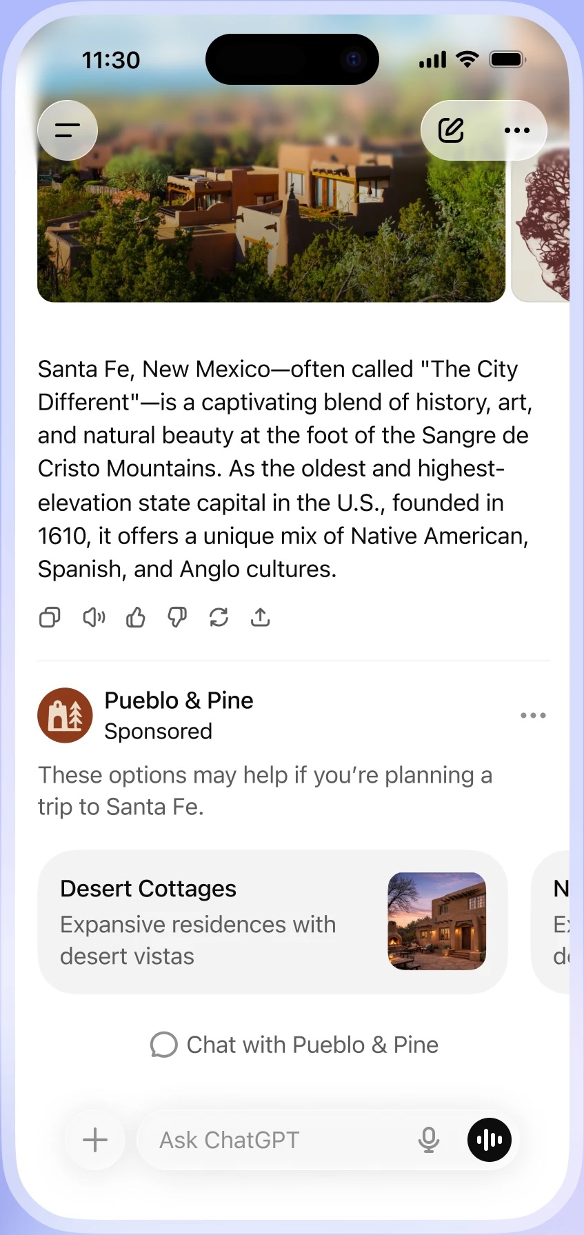 ChatGPT Shopping Ads - Santa Fe